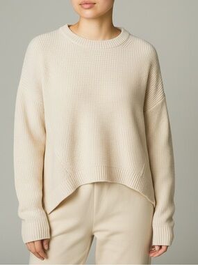 Kit and Ace Merino Wool Crewneck Sweater In Cream Hi-Low Small Petite Oversized